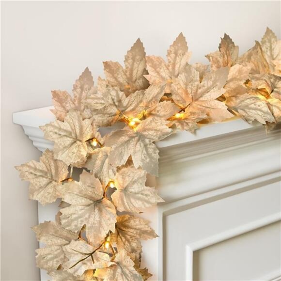 Fall Decor - 2 Pack Fall Garlands - 8.2Ft Fall Maple Leaf Lighted Garlands - Picture 1 of 7